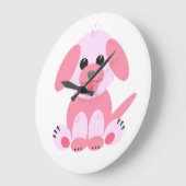 かわいいシンプル子犬ピンクの漫画の少女 ラージ壁時計 (傾斜)