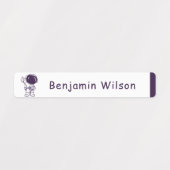 かわいいシンプル宇宙飛行士カスタムの子供の名前ラベル ラベル (デザイン1)