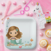 かわいいシンプル小さな人魚 ペーパープレート (パーティー)