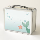 かわいいシンプル小さな人魚 メタルランチボックス (裏面)