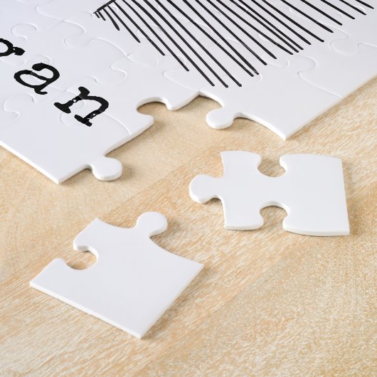 かわいいシンプル山嵐スケッチ名前をカスタムする ジグソーパズル (側面)