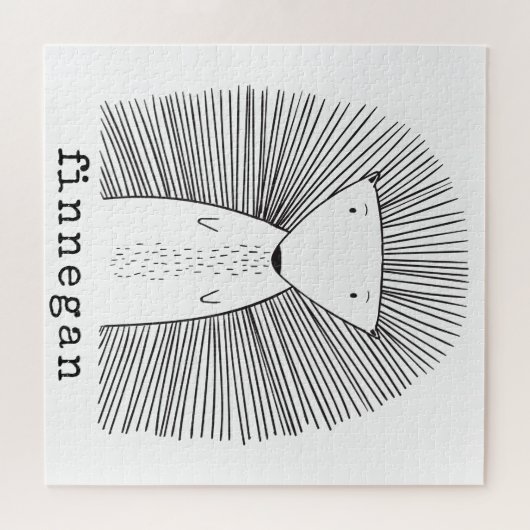 かわいいシンプル山嵐スケッチ名前をカスタムする ジグソーパズル (横)