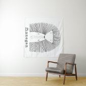 かわいいシンプル山嵐スケッチ名前をカスタムする タペストリー (インサイチュ(横))