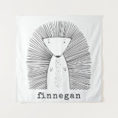 かわいいシンプル山嵐スケッチ名前をカスタムする タペストリー (正面)