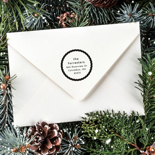 かわいいシンプル差出人住所リップルのエッジ ラバースタンプ