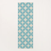 かわいいシンプル幾何学的パターンパステルティール（緑がかった色）ブルー ヨガマット (裏面)