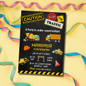 かわいいシンプル建築トラックの子供たち1歳の誕生日 招待状