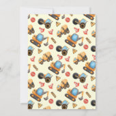 かわいいシンプル建築トラックの子供たち1歳の誕生日 招待状 (裏面)