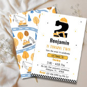 かわいいシンプル建築トラックの子供たち2nd誕生日 招待状