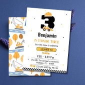 かわいいシンプル建築トラックの子供たち3歳の誕生日 招待状