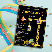 かわいいシンプル建築トラックの子供たち3歳の誕生日 招待状