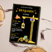 かわいいシンプル建築トラックの子供たち4歳の誕生日 招待状