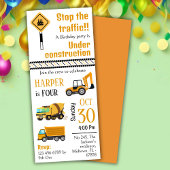 かわいいシンプル建築トラックの子供たち4歳の誕生日 招待状