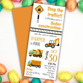 かわいいシンプル建築トラックの子供たち5歳の誕生日 招待状