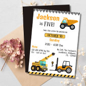 かわいいシンプル建築トラックの子供たち5歳の誕生日 招待状