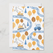 かわいいシンプル建築トラックの子供たち6歳の誕生日 招待状 (裏面)