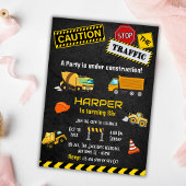 かわいいシンプル建築トラックの子供たち6歳の誕生日 招待状