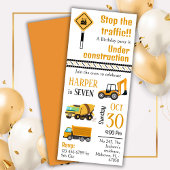 かわいいシンプル建築トラックの子供たち7歳の誕生日 招待状