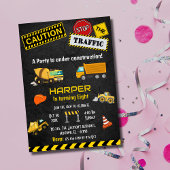 かわいいシンプル建築トラックの子供たち8歳の誕生日 招待状