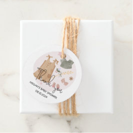 かわいいシンプル服ピンク赤ちゃんシャワーありがとう フェイバータグ