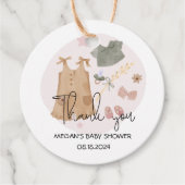 かわいいシンプル服ピンク赤ちゃんシャワーありがとう フェイバータグ (正面)