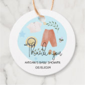 かわいいシンプル服ブルーベビーシャワーありがとう フェイバータグ (正面)