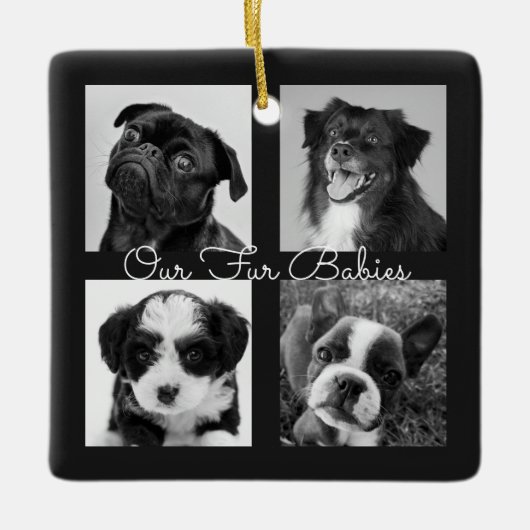 かわいいシンプル毛皮のベビー動物のペットの写真 セラミックオーナメント (正面)