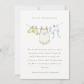 かわいいシンプル物干し線イエローベビー告知 サンキューカード (正面)