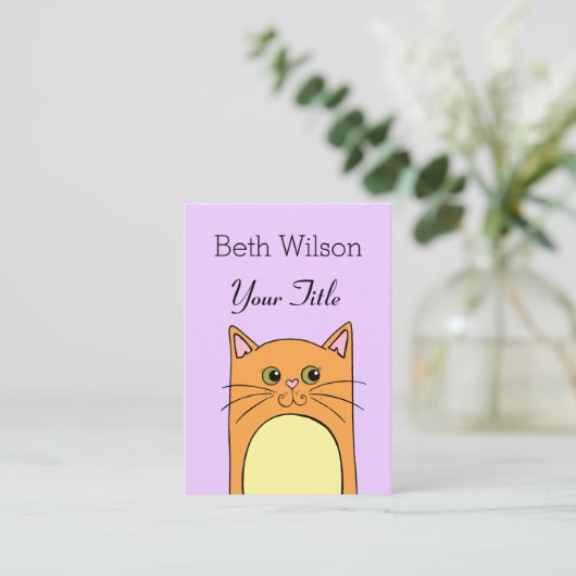 かわいいシンプル猫の名刺 名刺 (スタンド正面)