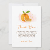 かわいいシンプル甘いオレンジの柑橘系ベビーシャワー サンキューカード (正面)