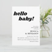 かわいいシンプル白い背景ハローベビーシャワー 招待状 (スタンド正面)
