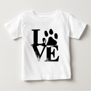 かわいいシンプル白黒ペットラブポープリント ベビーTシャツ