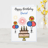 かわいいシンプル花火白い孫が誕生日 カード (黄色い花)