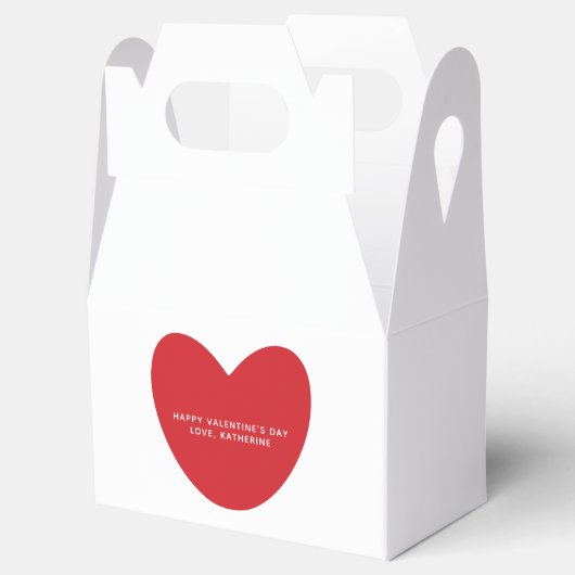 かわいいシンプル赤いハートパーソナライズされたバレンタインデー フェイバーボックス (オープン)