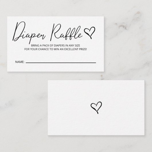 かわいいシンプル赤ちゃんシャワーおむつラッフル エンクロージャーカード (正面/裏面)