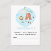 かわいいシンプル赤ちゃん服ブルーおむつラッフル エンクロージャーカード (正面)