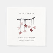 かわいいシンプル赤面ピンクスターモバイル赤ちゃんシャワー スタンダードカクテルナプキン (正面)