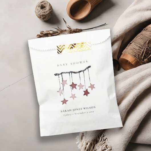 かわいいシンプル赤面ピンクスターモバイル赤ちゃんシャワー フェイバーバッグ