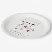 かわいいシンプル赤面ピンクスターモバイル赤ちゃんシャワー ペーパープレート (アングル)