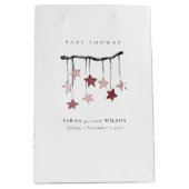 かわいいシンプル赤面ピンクスターモバイル赤ちゃんシャワー ミディアムペーパーバッグ (正面)