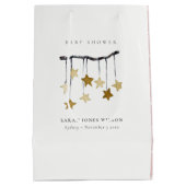 かわいいシンプル赤面ピンクスターモバイル赤ちゃんシャワー ミディアムペーパーバッグ (裏面)