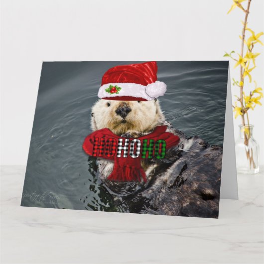 かわいいシーオッタークリスマスグリーティングカード カード (黄色い花)