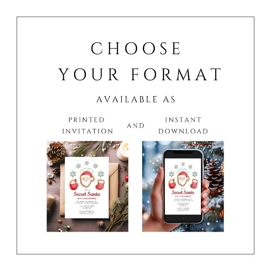 かわいいシークレットサンタクリスマスパーティー 招待状