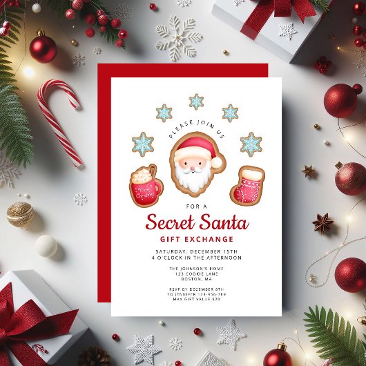 かわいいシークレットサンタクリスマスパーティー 招待状