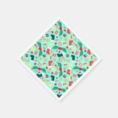 かわいいシーグリーンクリスマスデコールパターンホリデー スタンダードカクテルナプキン (角)