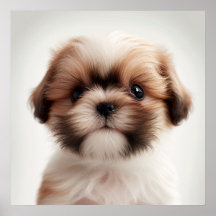 かわいいシーズー子犬の犬の肖像ポスターポスター（2）