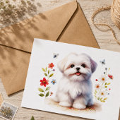 かわいいシーズー子犬フラワー ポストカード