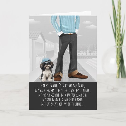 かわいいシーズー犬とパパ おもしろい父の日 シーズンカード (正面)