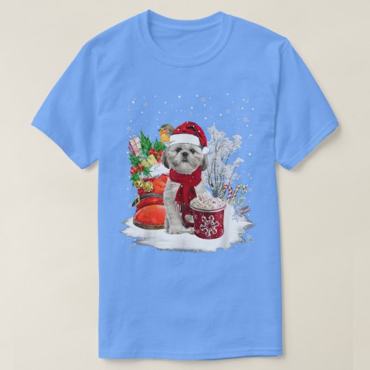 かわいいシーズー犬のクリスマス Tシャツ (デザイン正面)