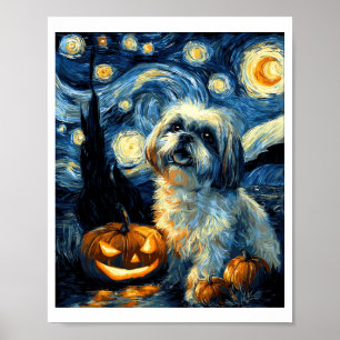 かわいいシーズー犬のハロウィン・ジャック・オ・ランタン・パンプキン ポスター